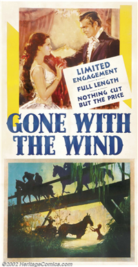 GONE WITH THE WIND   Original American Three Sheet   (MGM, 1940)