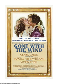 GONE WITH THE WIND   Original American One Sheet Style DF   (MGM, 1939)
