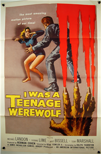 I WAS A TEENAGE WEREWOLF   Original American One Sheet   (AIP, 1957)