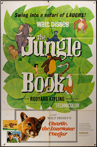 JUNGLE BOOK AND CHARLIE THE LONESOME COUGAR   Original American One Sheet   (Buena Vista (Disney), 1967)