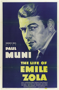 THE LIFE OF EMILE ZOLA   Original American One Sheet   (Warner Brothers, 1937)
