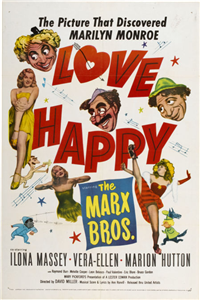 LOVE HAPPY   Re-Release American One Sheet   (United Artists, 1953)