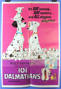 ONE HUNDRED AND ONE DALMATIANS   Re-Release American One Sheet   (Disney, 1969)