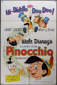 PINOCCHIO   Re-Release American One Sheet   (Buena Vista Disney, 1971)