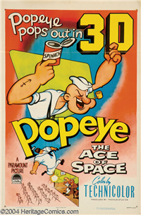POPEYE, THE ACE OF SPACE   Original American One Sheet   (Paramount, 1953)