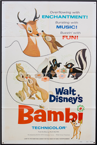 BAMBI   Re-Release American Style A One Sheet   (Buena Vista Disney, 1975)