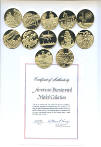 The American Bicentennial 18 KT Gold Medals Collection  (Franklin Mint, 1976)