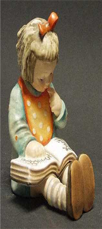 Goebel HUMMEL Book Worm Bookend #14 Figurine - Girl Reading Book