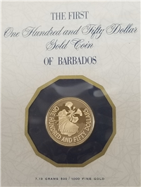 (KM-33) 1981 BARBADOS $150 Gold Proof Coin  (7.13 grams .500 fine)