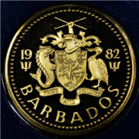 BARBADOS 1982  $250 Two Hundred Fifty Dollars Gold Coin KM 35