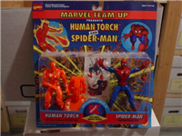 HUMAN TORCH / SUPER WEB SHIELD SPIDER-MAN   (Marvel Team-Up, Toy Biz, 1995 - 1995) 