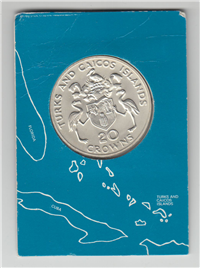 TURKS & CAICOS ISLANDS 1974  20 Crown Silver Coin Specimen Uncirculated Edition KM 8