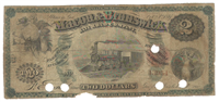 1867 $2 Macon & Brunswick Rail Road Company Fare Ticket