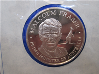 Official Bicentennial Visit Medal Honoring Malcolm Fraser, Prime Minister of Australia (Franklin Mint, 1976)