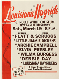 USA Concert Advertising Poster Louisiana Hayride Placard for a March 19, 1955 Show