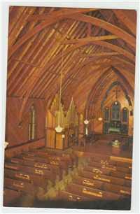 Interior of Historical St. Paul's Episcopal Church, Virginia City, NV   Mirro-Krome Post Card  (USA, Old Lamp Post BB-4)