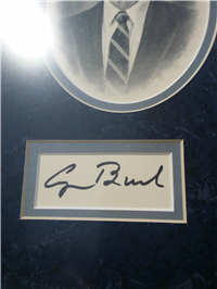 George H. W. Bush & George W. Bush Deluxe Framed Signed Engraved Portraits & Presidential Seal