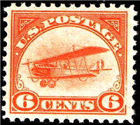 (Scott C1)  USA 1918 6&#162; Curtiss Jenny (orange)     