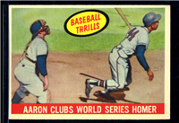 1959 Topps Baseball Card # 467 Aaron Clubs World Series Homer