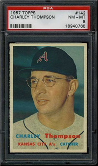1957 Topps Baseball #142 Charley Thompson PSA NM-MT 8