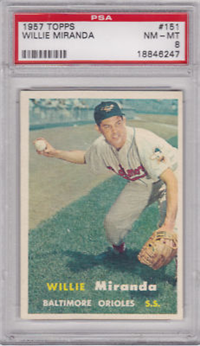 1957 Topps Baseball #151 Willie Miranda PSA NM-MT 8