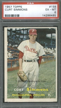 1957 Topps Baseball #158 Curt Simmons PSA EX-MT 6