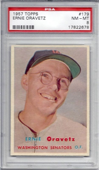 1957 Topps Baseball #179 Ernie Oravetz PSA NM-MT 8