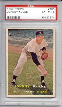 1957 Topps Baseball #185 Johnny Kucks PSA EX-MT 6
