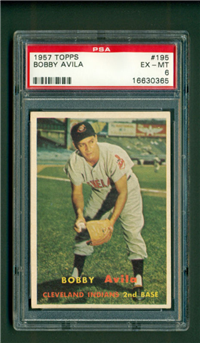 1957 Topps Baseball #195 Bobby Avila PSA EX-MT 6