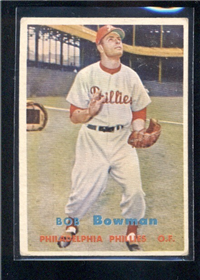 1957 Topps Baseball Card # 332 Bob Bowman
