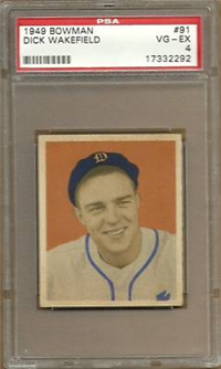 1949 Bowman Baseball Card # 91 Dick Wakefield