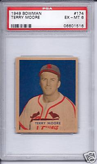 1949 Bowman Baseball Card # 174 Terry Moore