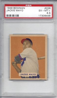 1949 Bowman Baseball Card # 228 Jackie Mayo