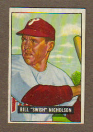 1951 Bowman Baseball Card #113 Bill &quot;Swish&quot; Nicholson