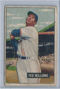 1951 Bowman Baseball Card #165 Ted Williams