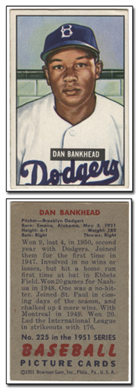 1951 Bowman Baseball Card #225 Dan Bankhead