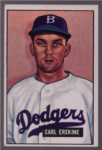 1951 Bowman Baseball Card #260 Carl Erskine