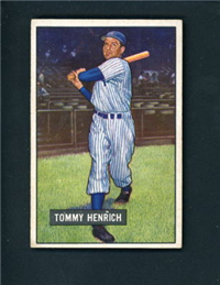 1951 Bowman Baseball Card #291 Tommy Henrich