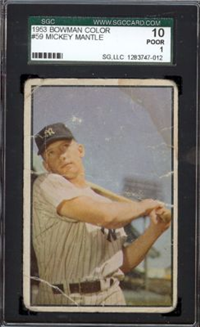 1953 Bowman Color MICKEY MANTLE Baseball Card #59