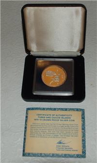 TURKS & CAICOS ISLANDS 1979  10 Crown Silver Coin KM 45