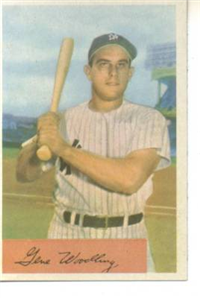 1954 Bowman Baseball Card #209 Gene Woodling (photo reversed)