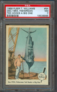 1959 Fleer Ted Williams #54 Dec. 1954 Fisherman Ted Hooks a Big One