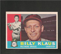1960 Topps Baseball Card  #406 Billy Klaus