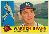 1960 Topps Baseball Card  #445 Warren Spahn