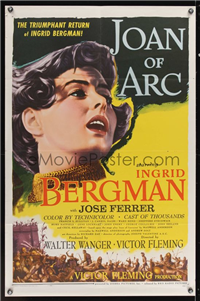 JOAN OF ARC    Re-Release American One Sheet    (RKO Radio Pictures, 1957) 