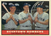 1961 Topps Baseball Card #173 Beantown Bombers (Jackie Jensen, Frank Malzone, Vic Wertz)