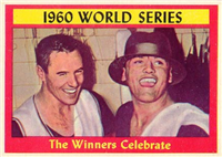 1961 Topps Baseball Card #313 World Series Summary (The Winners Celebrate)