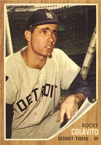 1962 Topps Baseball Card #20 Rocky Colavito