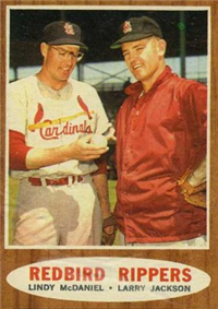 1962 Topps Baseball Card #306 Redbird Rippers (McDaniel, Jackson)