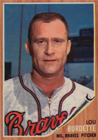 1962 Topps Baseball Card #380 Lou Burdette